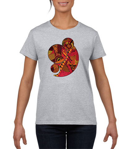 Orbits Light Grey Cotton Women's T-Shirt