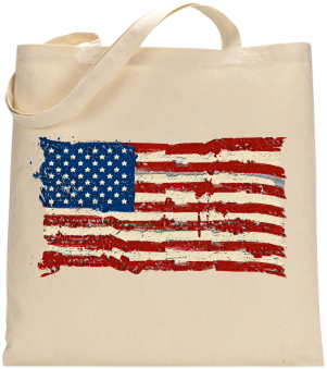 American Flag Natural Canvas Tote Bag