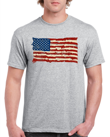 American Flag Light Grey Cotton Men's / Unisex T-Shirt