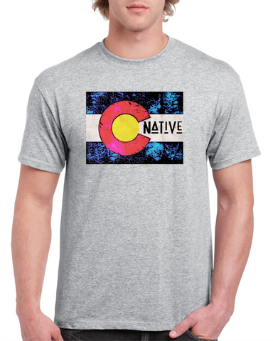 Native Colorado Flag Light Grey Cotton Men's / Unisex T-Shirt