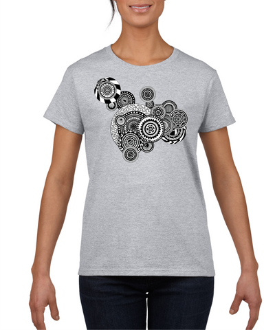 Bubbles Light Grey Cotton Women's T-Shirt