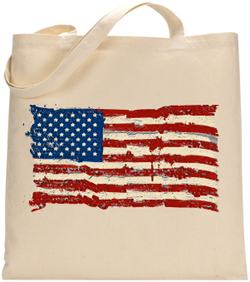 American Flag Natural Canvas Tote Bag