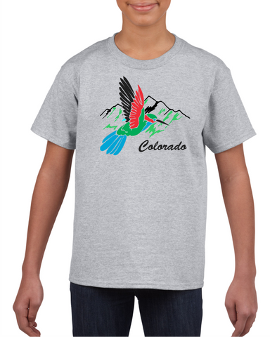 Colorado Hummingbird Light Grey Cotton Youth T-Shirt