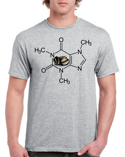 Caffeine Molecule Light Grey Cotton  Men's / Unisex T-Shirt