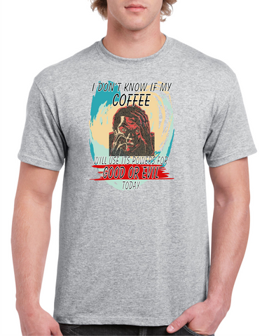 Good Or Evil Coffee Light Grey Cotton Men's / Unisex T-Shirt