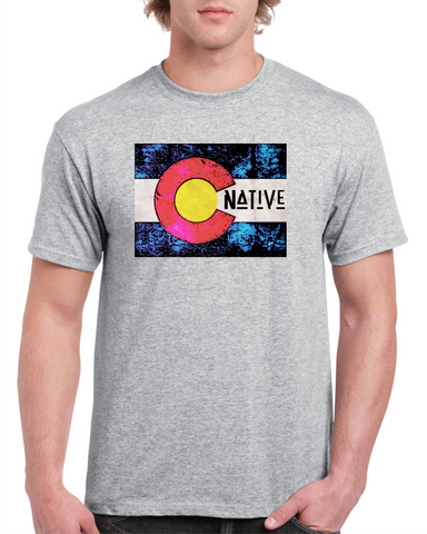 Native Colorado Flag Light Grey Cotton  Men's / Unisex T-Shirt