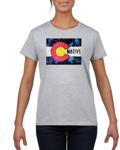 Native Colorado Flag Light Grey Cotton Women's T-Shirt